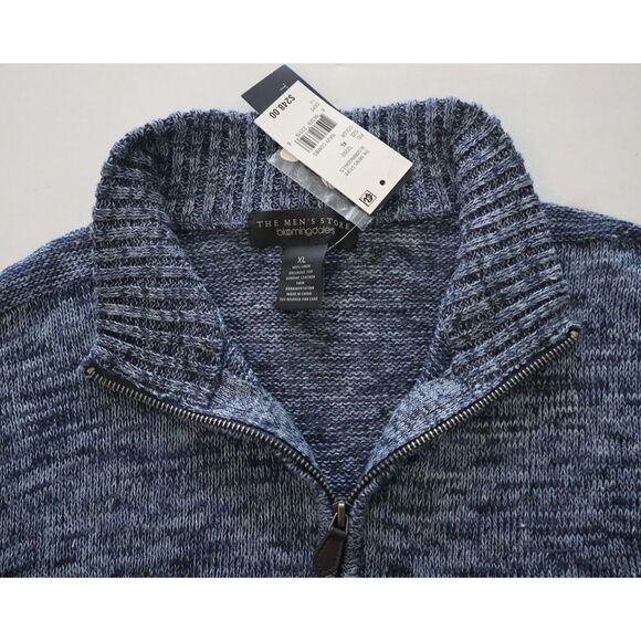 Men's Store Bloomingdale's XL Navy Combo Linen Melange Knit Full Zip Sweater $24 - Picture 6 of 10